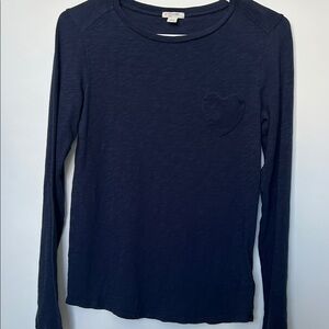 EUC Crewcuts Navy Blue Long Sleeve Tee with Heart Pocket